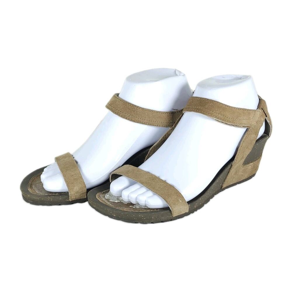 Teva Women’s Cabrillo US7 Tan Leather Strappy Cork Wedge Slingback Sandals
